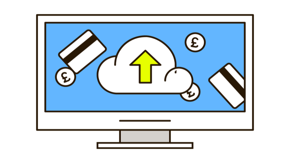 monitor with cloud illustration
