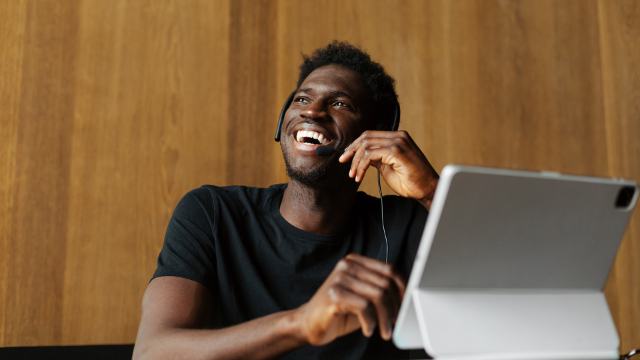 man working in customer service
