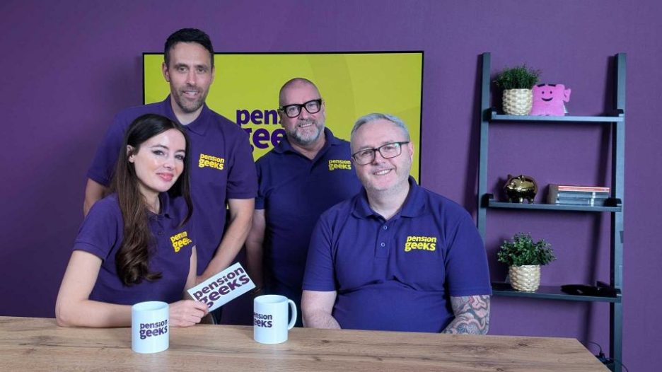 Rachel, Jonny, Roger and Mark at the Pension Geeks TV.